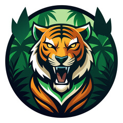  Fierce Roaring Tiger Vector Illustration - Jungle Wildlife Clipart & Line Art Design, Fierce roaring tiger vector illustration—perfect for clipart, line art, and digital designs.