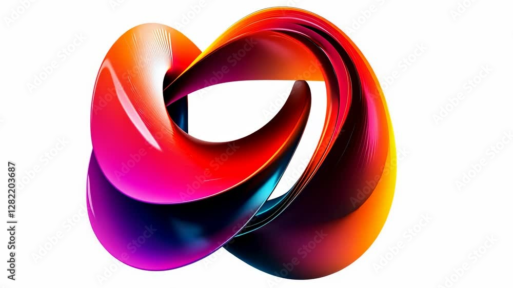 Poster abstract vibrant 3d object animation with smooth color transitions and reflections
