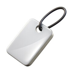 Fototapeta premium Blank White Luggage Tag with Metal Ring on a Transparent Background