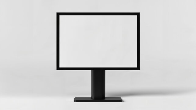 Blank billboard display standing on a sturdy base in minimalistic style against a neutral background