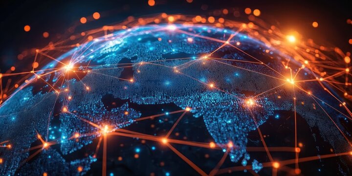 Futuristic Digital Globe Global Network Connectivity High Speed Data Transfer Cyber Technology International Telecommunications