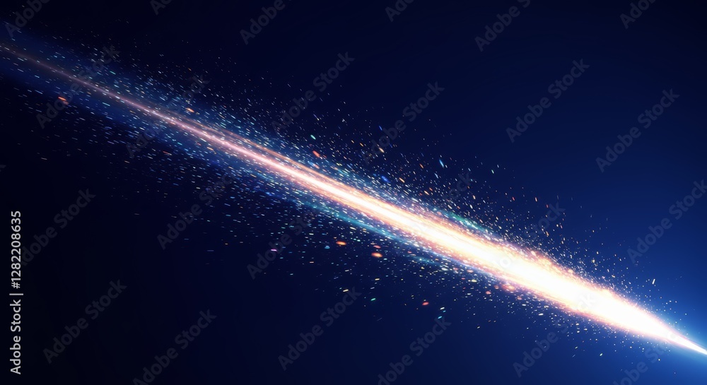 Poster a comet in space. an abstract flare. quasars and supernovae. visualization of outer space