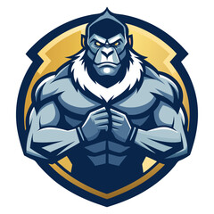 Gorilla Pounding Chest Vector Illustration – Cartoon, Clipart & Line Art Design, Powerful gorilla pounding its chest with a fierce expression – vector cartoon, clipart & line art.