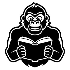 Gorilla Pounding Chest Vector Illustration – Cartoon, Clipart & Line Art Design, Powerful gorilla pounding its chest with a fierce expression – vector cartoon, clipart & line art.