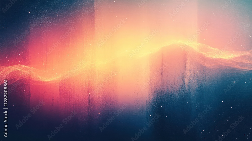 Poster serene abstract landscape with soft gradient colors glowing light effects and subtle texture impress