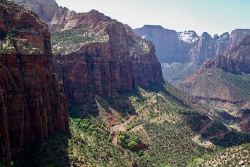 Canyon with winding road, national park Usa 