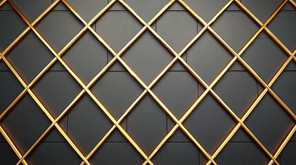 Abstract Wall Design with Intersecting Golden Lines and Black Squares for Modern Interior Decor Backdrop