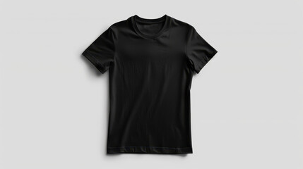 A sleek black tshirt mockup displayed on a  white backdrop, perfect for showcasing your brands designs.