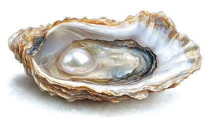 Elegant Lustrous Pearl Inside Shimmering Oyster Shell Photo