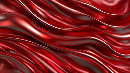 Fototapeta premium Beautiful flowing red satin fabric creating elegant and smooth waves with soft reflections of light