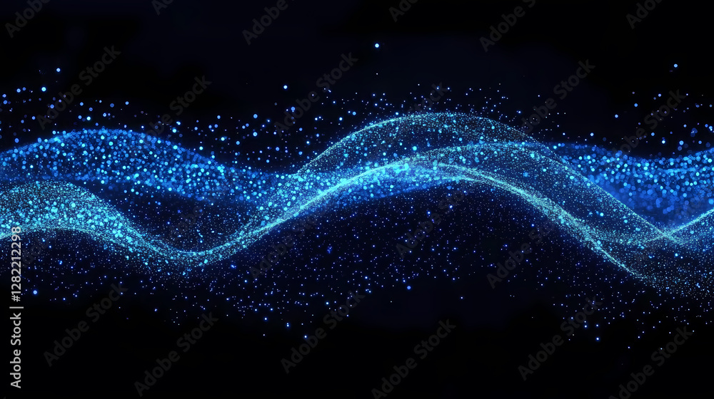 Poster dynamic blue wave particle flow