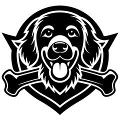 Loyal Golden Retriever Holding a Bone - Vector Illustration, Cartoon, Clipart & Line Art, Loyal golden retriever with a bone vector illustration—perfect for clipart, cartoons, and line art designs.