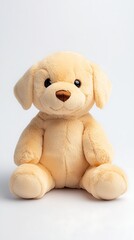 Charming Plush Puppy Animal Pet Toy Cuddle Companion on Plain White Background for Kids and Adults