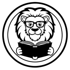 Majestic Lion Badge Vector - Golden Mane Clipart, Line Art & Cartoon Illustration, Majestic lion badge vector with golden mane, perfect for clipart, line art, and cartoon designs.