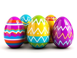 Fototapeta premium Colorful Easter Eggs Arranged for Spring Celebration Festive Holiday Theme Still Life Isolated on White