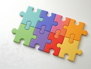 Fototapeta premium Colorful Puzzle Pieces Assembled Together Representing Unity Integration and Interconnectedness of Ideas