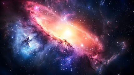 Obraz premium Celestial Symphony: The Quasar's Dazzling Light on the Canvas of the Universe