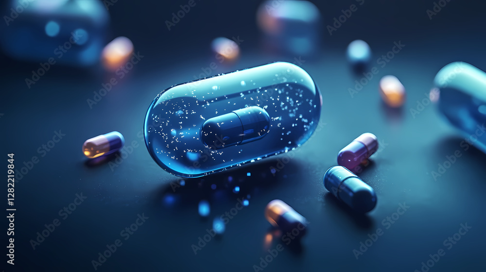 Poster tech-style capsule pill display
