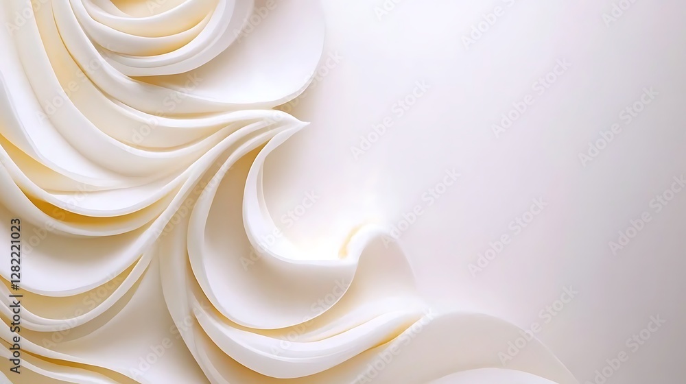 Poster elegant abstract cream white swirls waves design backdrop presentation background visual 3d art