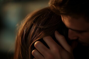 Close-Up of a Tender Embrace Between a Man and a Woman