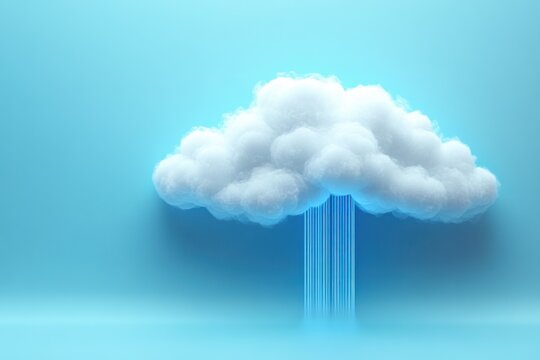 Minimalist Digital Cloud Illustration with Cables and Soft Lighting for Modern Technology Concepts