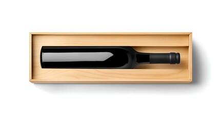 Elegant Presentation of a Dark Wine Bottle in a Wooden Box for Sophisticated Taste and Appreciation