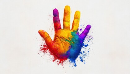 Holi Festival Handprint Colorful Splash Artwork for Creative Greeting Card and Poster Design