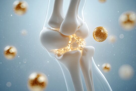 Human Knee Joint Anatomy with Calcium and Collagen Supplementation for Healthy Bones Medical Food Concept