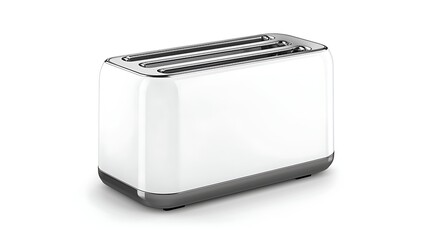 Elegant Shiny White Toaster Appliance for Kitchen Breakfast Preparation and Toasting Bread Slices