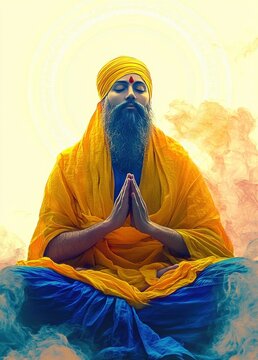 Serene Figure Spirituality Enlightenment Festival Celebration Vibrant Colors Modern Art