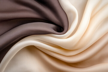 Elegant abstract wallpaper showcasing flowing fabric in neutral tones and harmonious textures