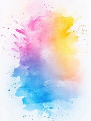 Vibrant watercolor splash blending hues of pink, yellow, and blue in an abstract design for artistic expression. Generative AI
