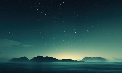 Serene Night Sky Over Silhouetted Coastal Mountains