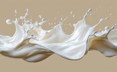 Elegant Milk Splash on Minimalist Background Hyper-realistic Illustration of Liquid Motion and Dynamic Shapes