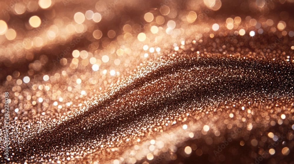 Poster shimmering bronze fabric with sparkling texture and soft waves under ambient light