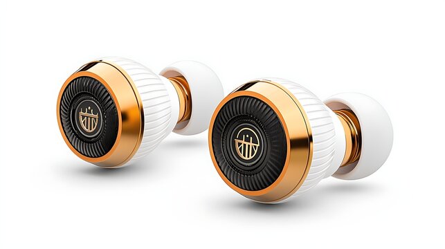 Gold Trimmed Wireless Earbuds Audio Listening Devices for Music Enthusiasts Hi Fi Stereo Sound