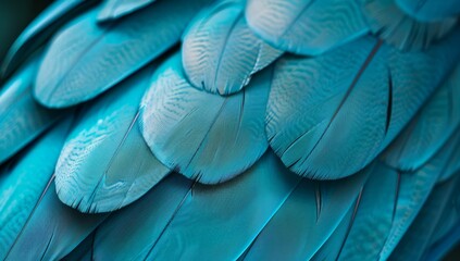 Obraz premium Turquoise feathers display stunning textures and patterns, highlighting the beauty and complexity of avian plumage in a natural setting