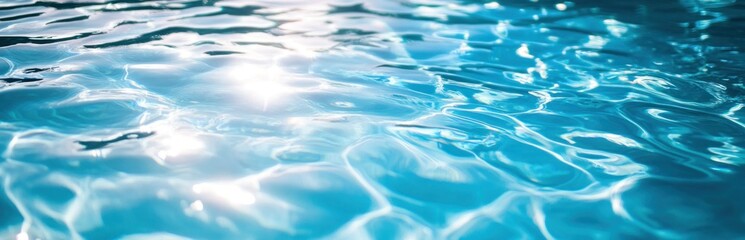 Fototapeta premium Blue water surface with ripples and sunlight reflections.