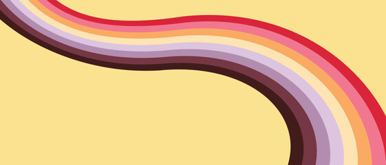 Vintage 70s retro background vector. Abstract wavy stripes in warm colors on a light backdrop. Nostalgic mid-century style wallpaper for posters, banners, and decorative design