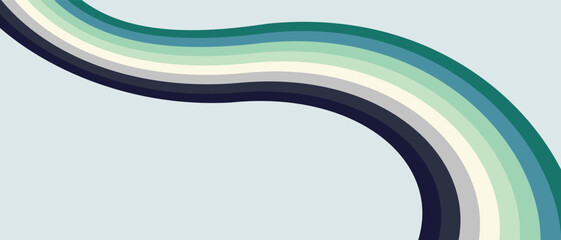 Vintage 70s retro background vector. Abstract wavy stripes in warm colors on a light backdrop. Nostalgic mid-century style wallpaper for posters, banners, and decorative design