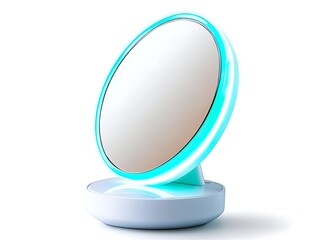 Obraz premium Illuminated Circular Mirror A Modern Vanity Accessory with Ambient Lighting and Reflective Surface for Personal Grooming