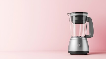 Kitchen Silver Blender on Pink Background for Smoothies and Blended Drinks and Food Preparation and Beverages