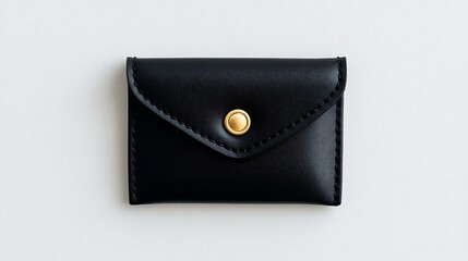 Minimalist Small Leather Card Holder with Button Closure and Stylish Stitching for Simplicity and Elegance