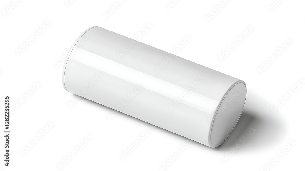 Poster minimalist white cylinder shape lying angled with shadow for design element presentation ninety nine