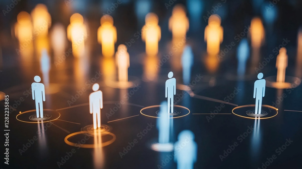 Poster network connecting people using social media platform with linking lines