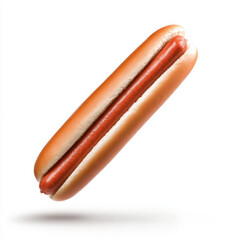 Classic Hot Dog Isolated on White Background for Food Photography
