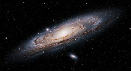 Naklejka premium Andromeda Galaxy Widefield View in Space with Stars and Gas Clouds