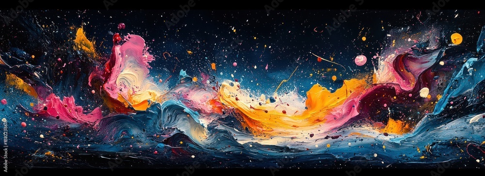 Poster abstract expressionism colorful artwork dynamic lines modern canvas artistic design