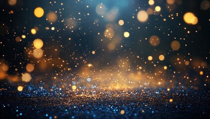 Obraz premium Glittering Gold and Blue Sparkle Background
