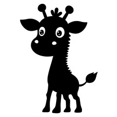 Fototapeta premium A black and white giraffe silhouette in a minimalist design vector